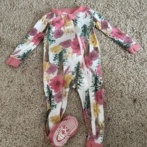 Burt's Bees Baby Floral Footie - Pink, Yellow, Green